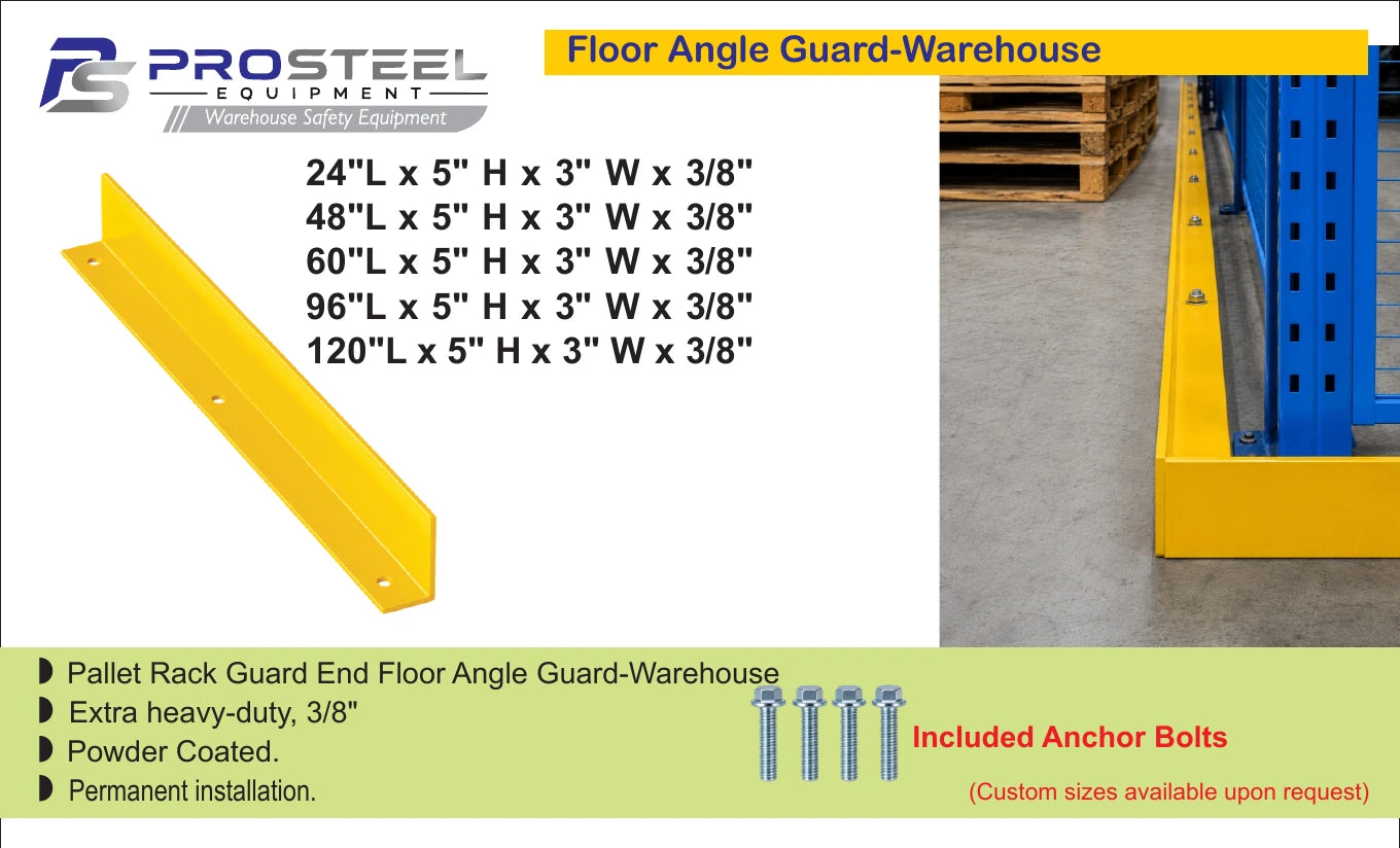 Yellow 24 inch warehouse floor angle guard — Brochure panel