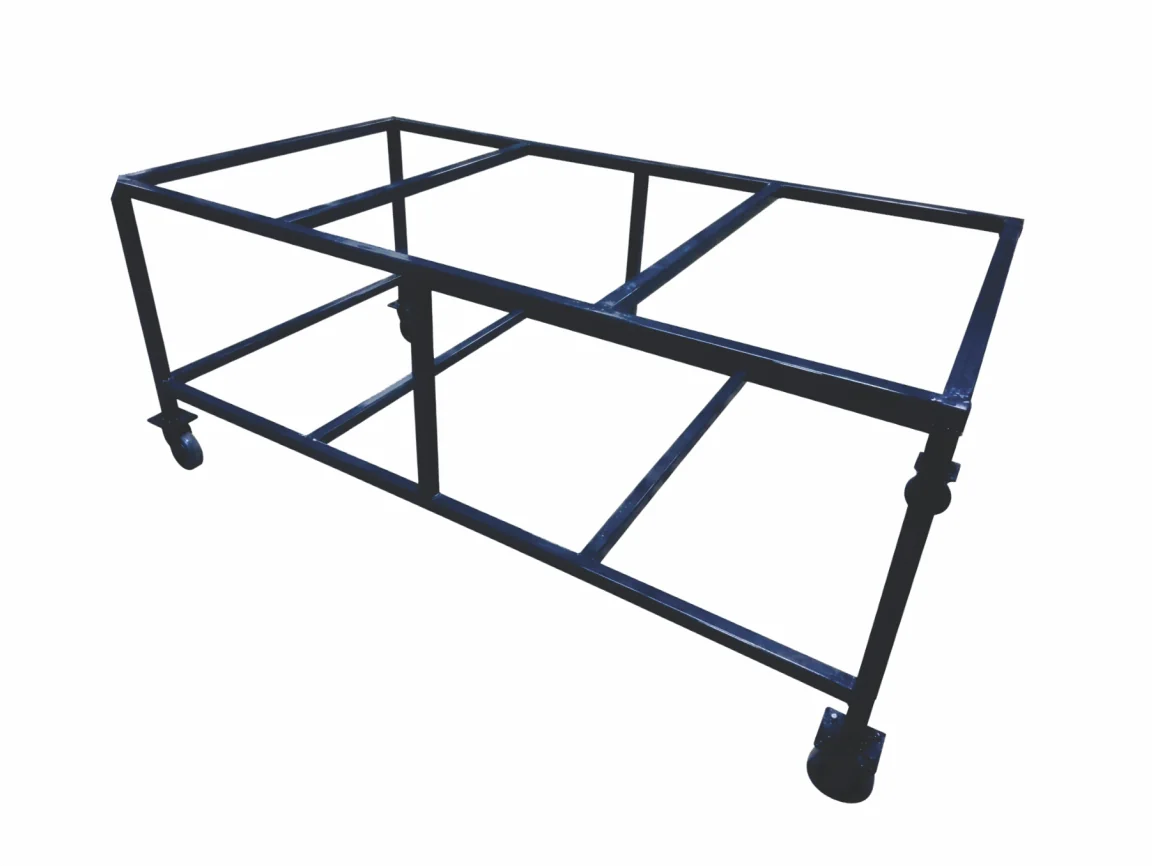 Blue heavy-duty industrial platform cart frame — Product photo