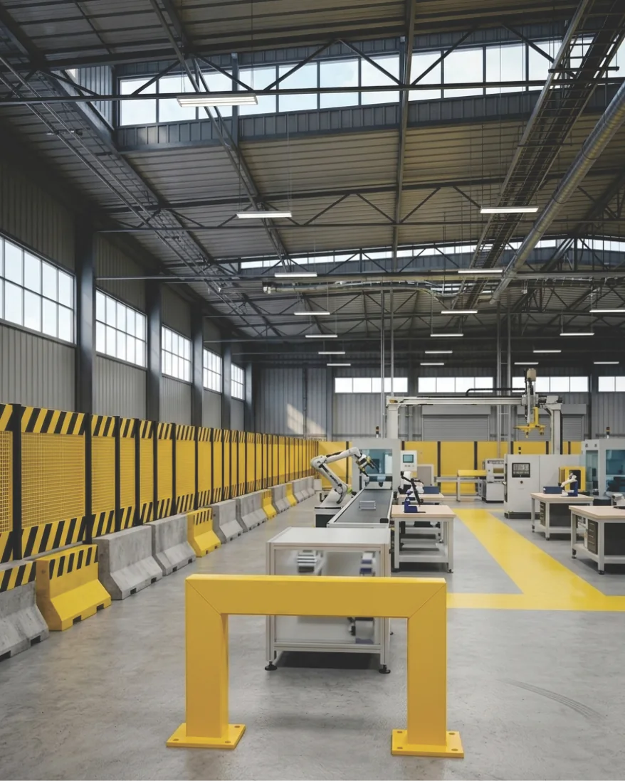 Heavy Duty Mid-Rail Machine Guard - 26 x 18 in application example; configuration may vary