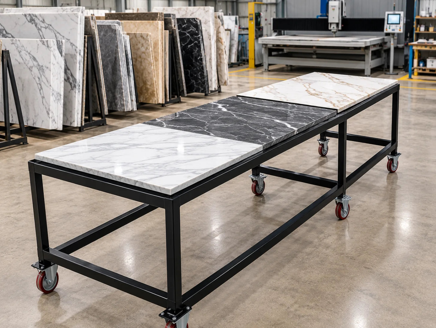 Heavy-Duty 6-Wheel Work Table application example; configuration may vary