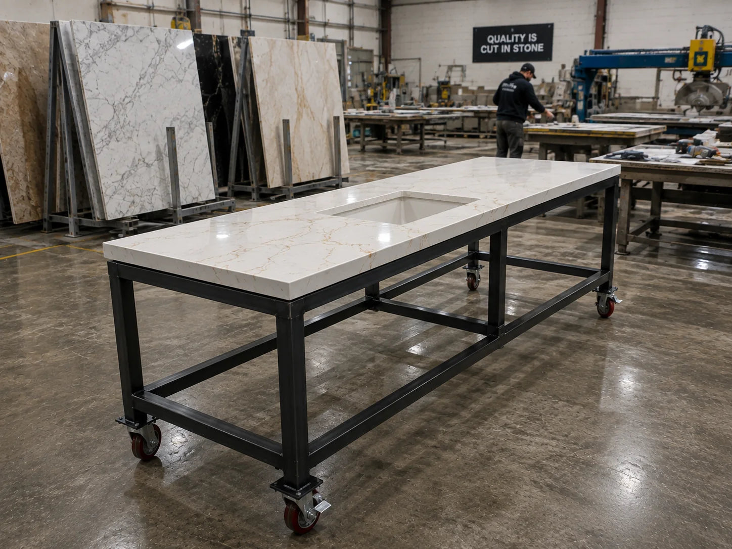 Large heavy-duty industrial platform cart frame — Application example; size and configuration may vary