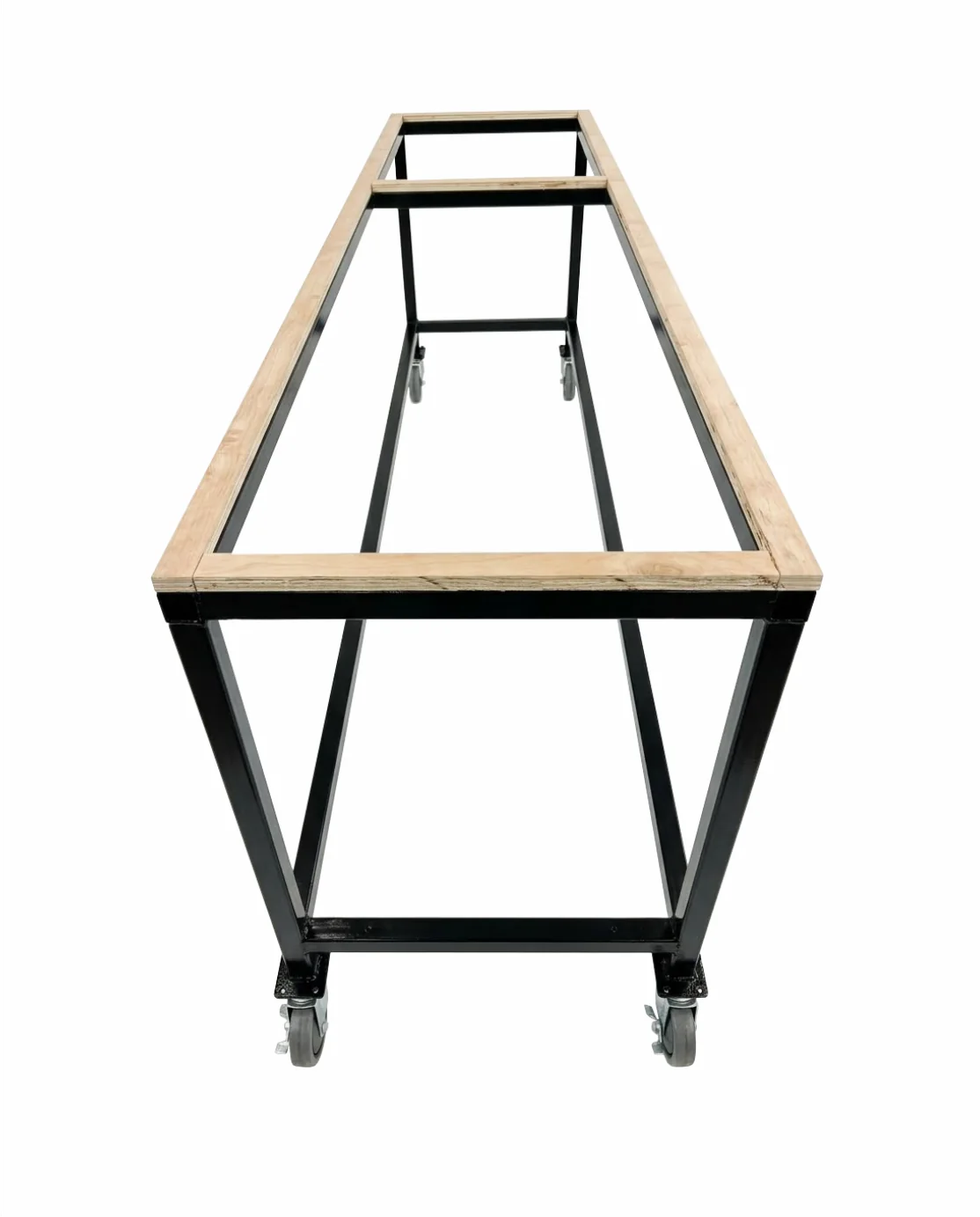 Mobile glass handling table with plywood border — Product photo
