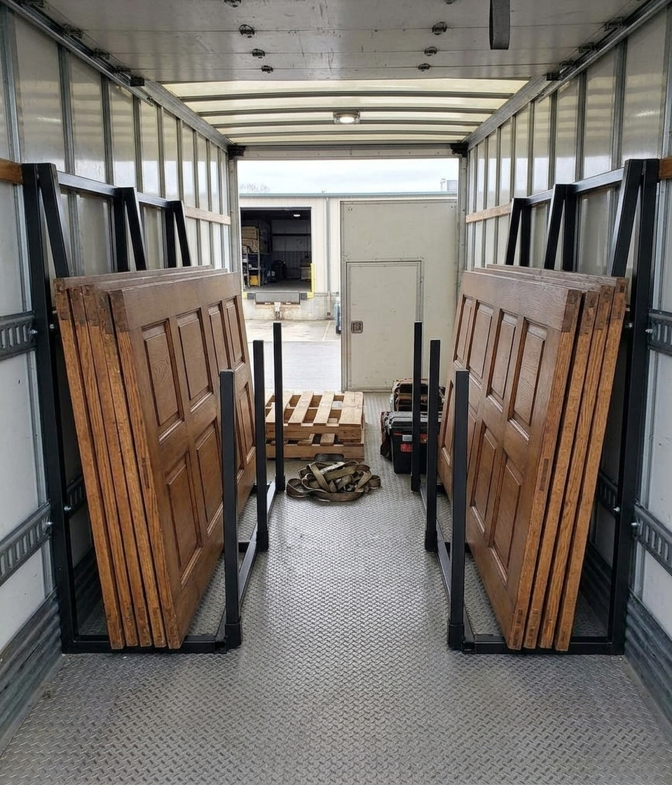 Mobile L-Frame Transport Rack application example; configuration may vary