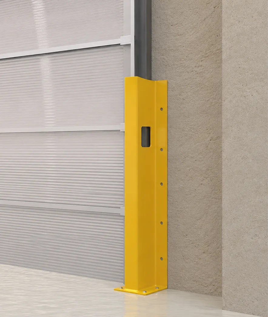 Overhead Door Track Protector - 48 in HT application example; configuration may vary