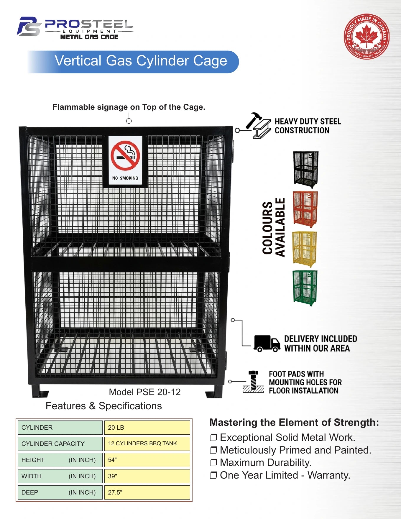 ProSteel cage for twelve barbecue cylinders — Brochure panel