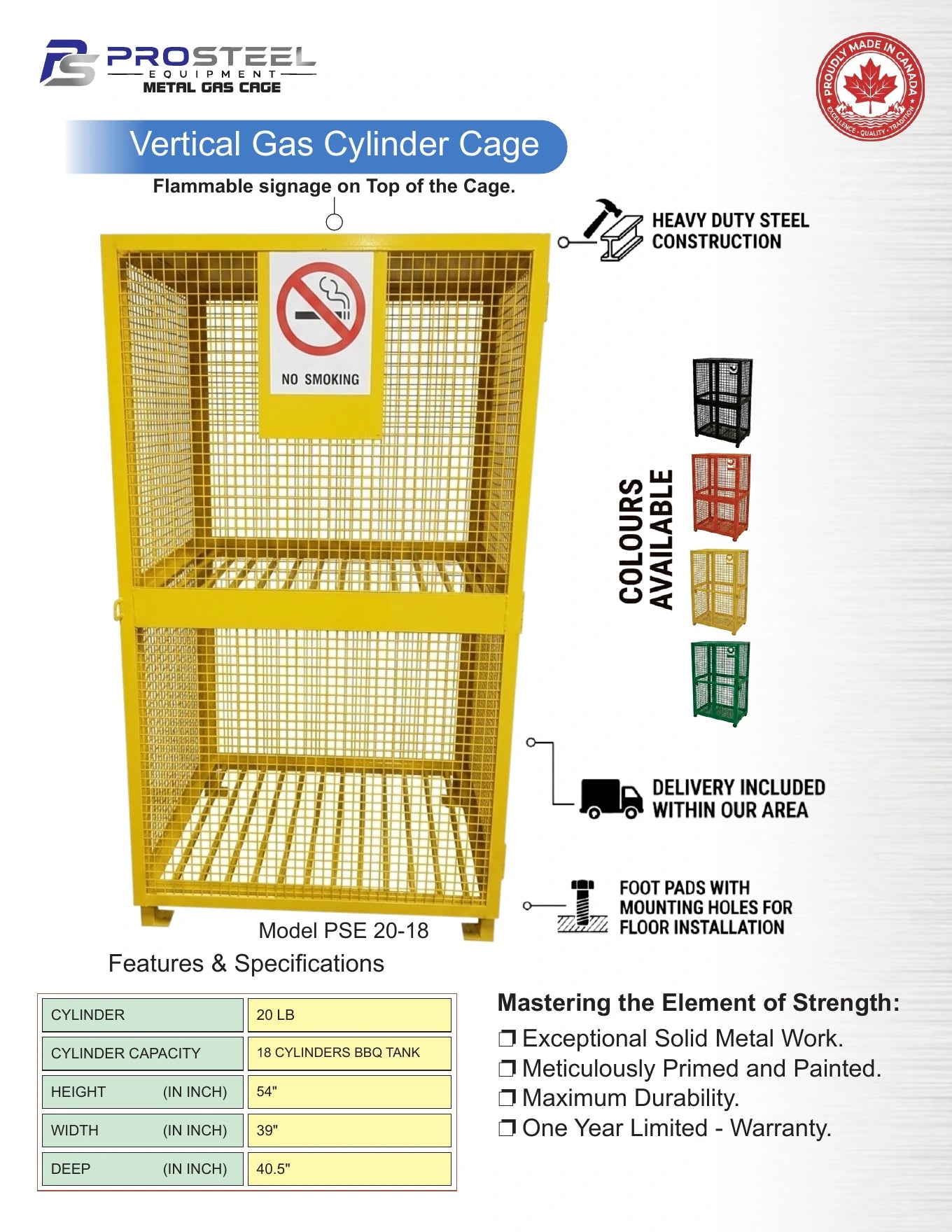 ProSteel cage for eighteen barbecue cylinders — Brochure panel