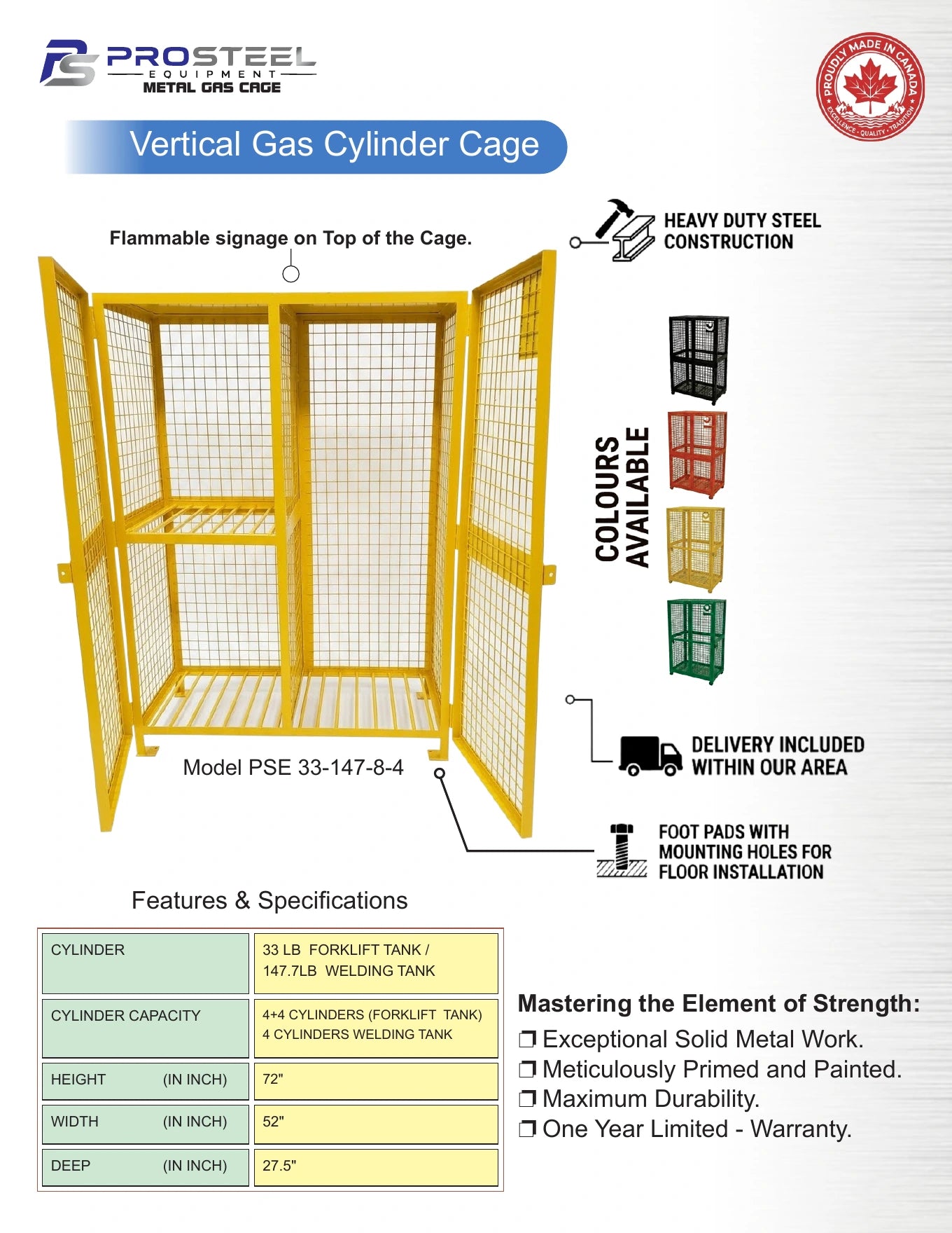 Combination ProSteel cage for forklift and welding cylinders — Brochure panel