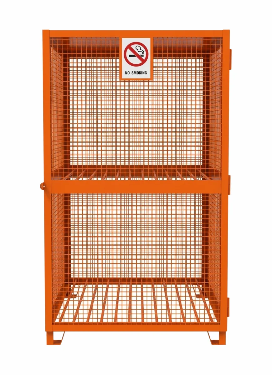 Orange ProSteel cage for eighteen forklift cylinders — Product photo