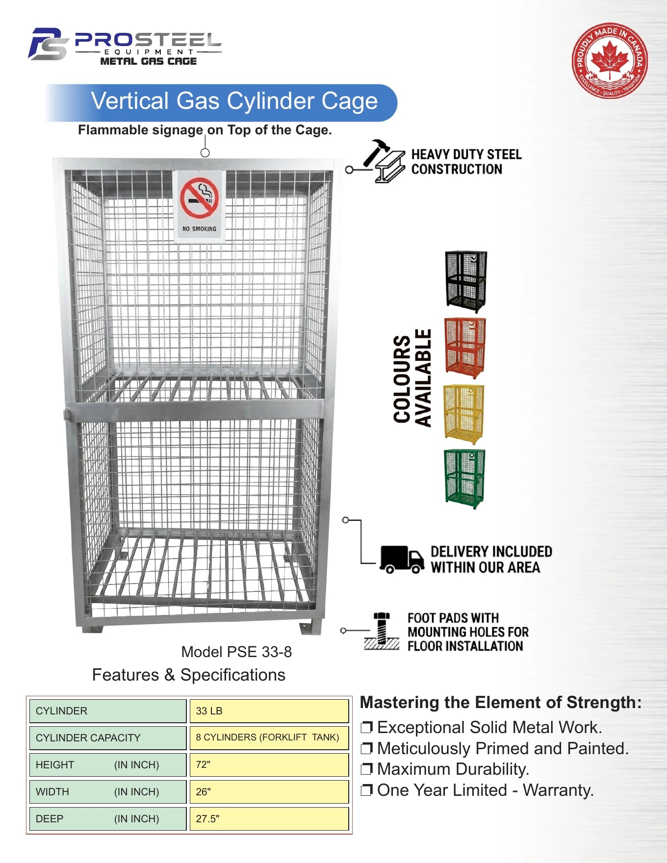 ProSteel cage for eight forklift propane cylinders — Brochure panel