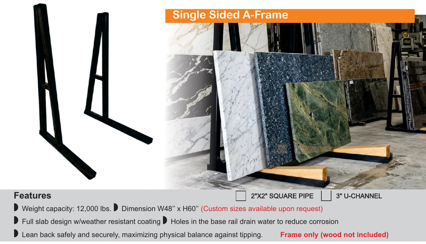 Single-sided A-frame with stone samples — Brochure panel