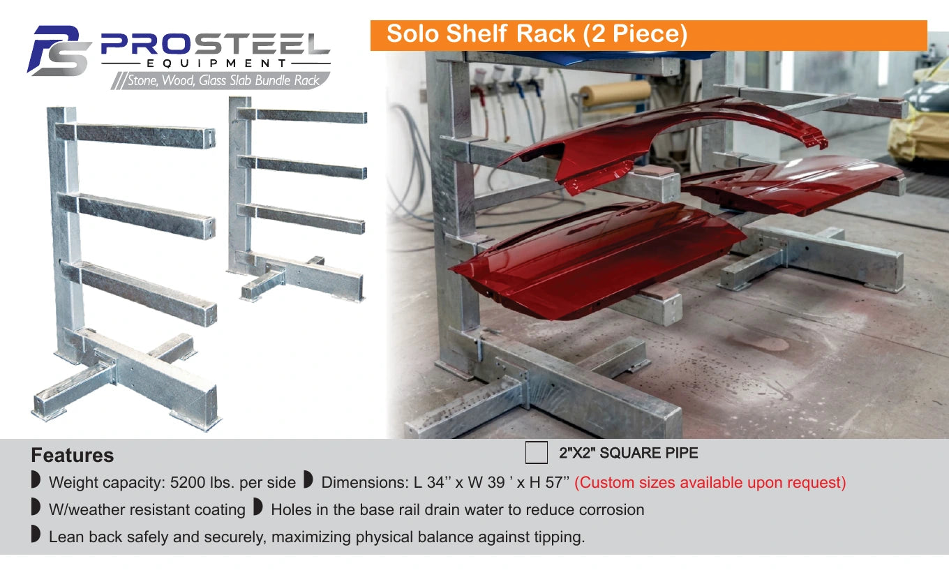 Two-piece Solo Shelf Rack in a paint facility — Brochure panel