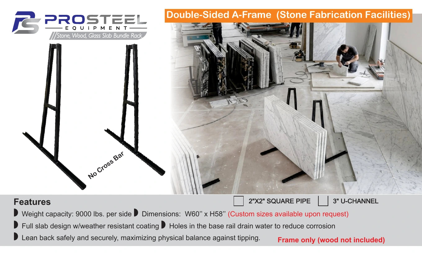 Double-sided rack for stone fabrication facilities — Brochure panel