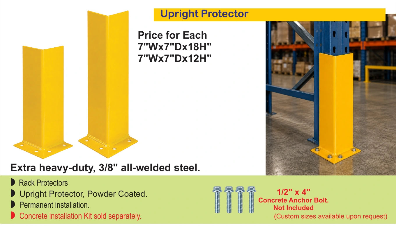 Yellow 7 by 7 by 12 inch upright protector — Brochure panel