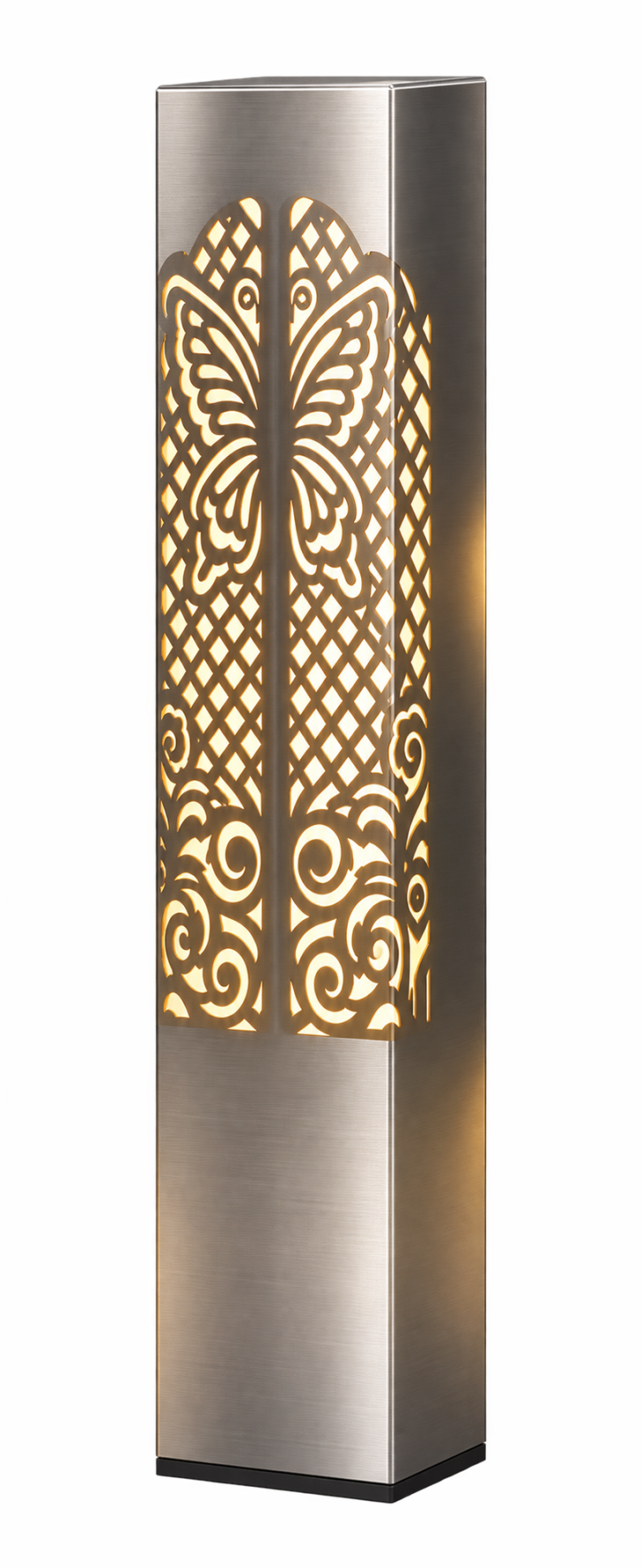 Classic Arabesque custom stainless-steel illuminated architectural column