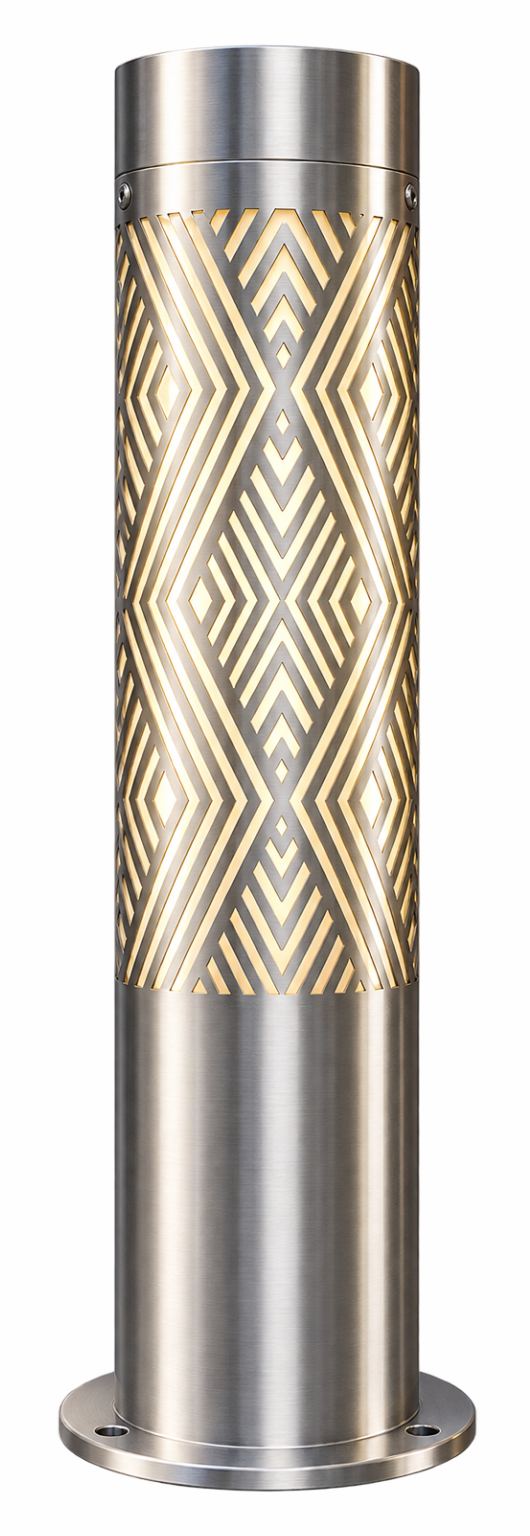 Diamond Wave custom stainless-steel illuminated architectural column