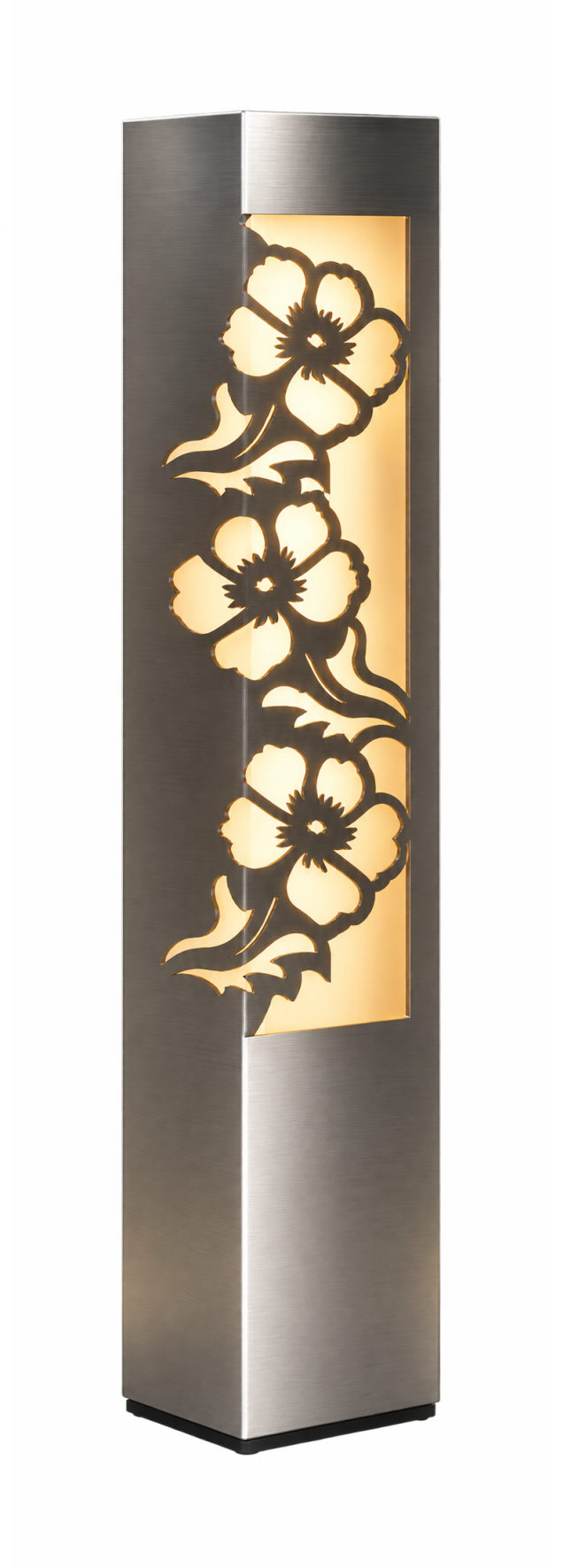 Floral Blossom custom stainless-steel illuminated architectural column