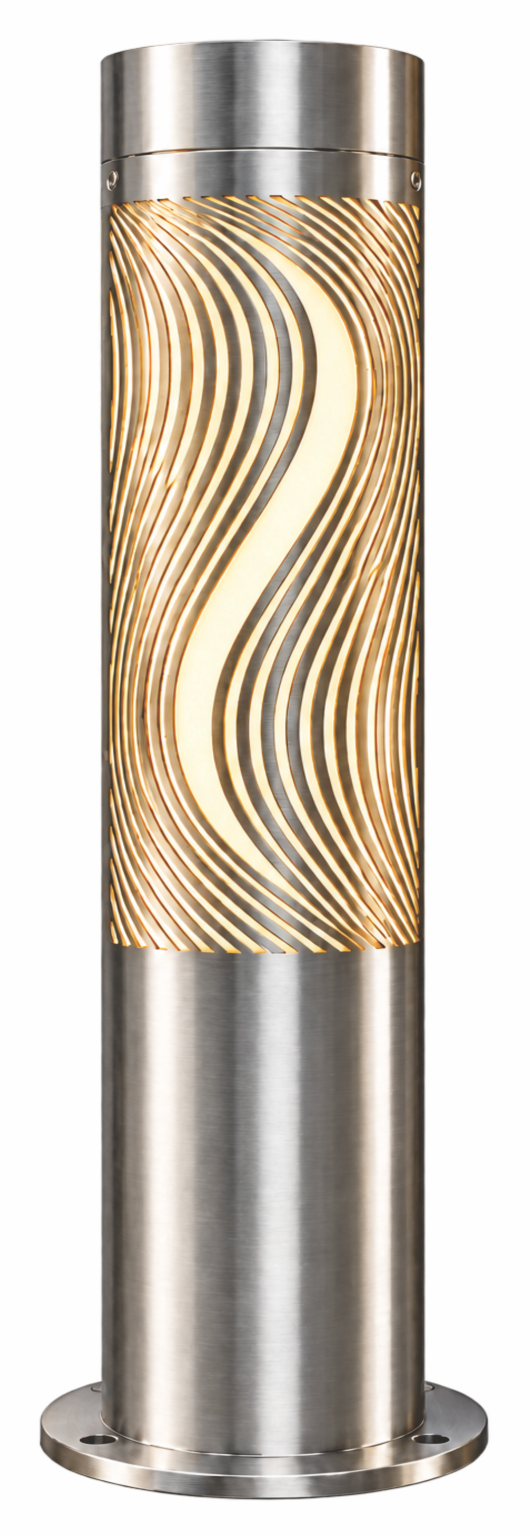 Flowing Wave custom stainless-steel illuminated architectural column