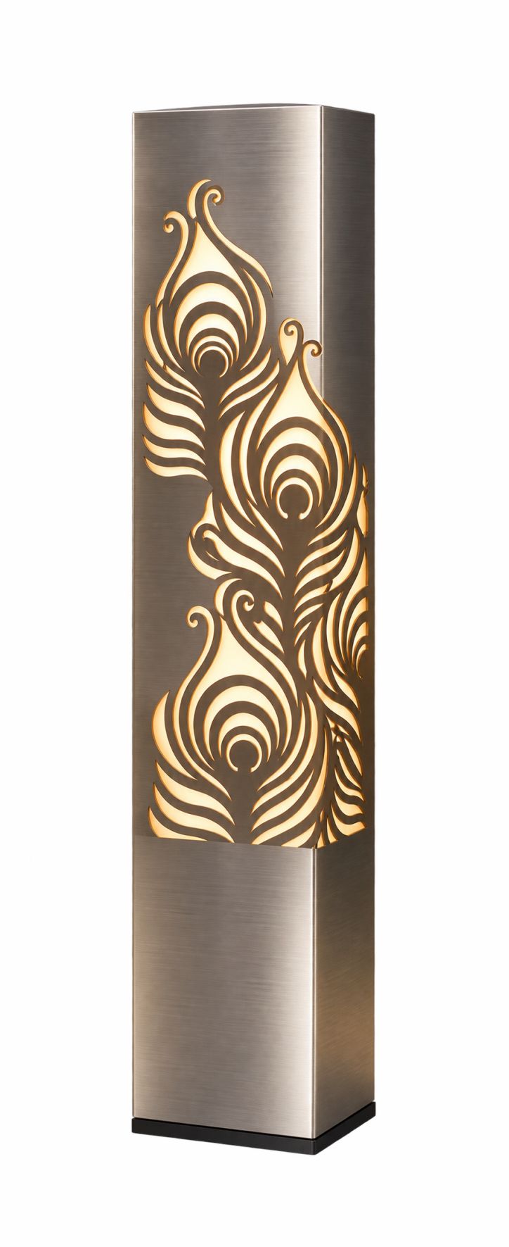 Peacock Feather custom stainless-steel illuminated architectural column