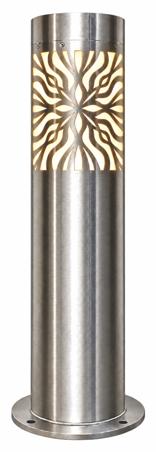 Radiant Bloom custom stainless-steel illuminated architectural column